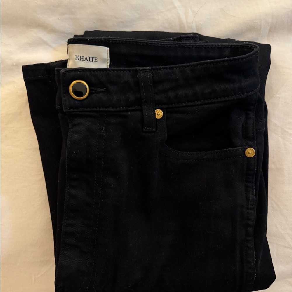 KHAITE Black “the Danielle” Jeans with Gold Accents